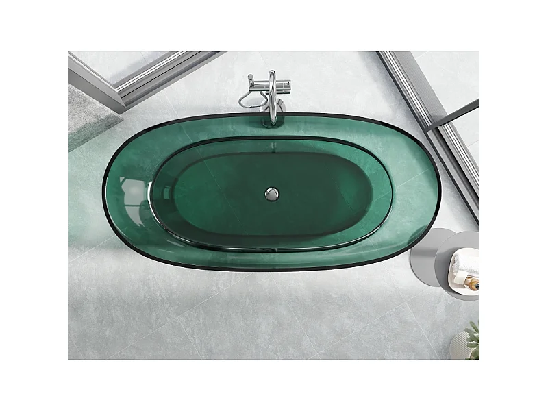 Mexen Pure teal vrijstaande transparante badkuip 170 x 80 cm, chromen afvoer - 58071708011