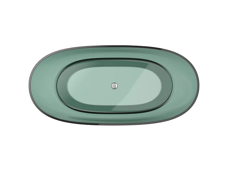 Mexen Pure teal vrijstaande transparante badkuip 170 x 80 cm, chromen afvoer - 58071708011