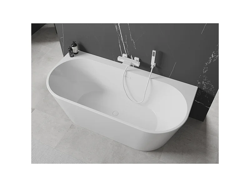 Mexen Oval+ stoječa kopalna kad ob steni 170 x 80 cm, bela, bel preliv - 52681708000-20