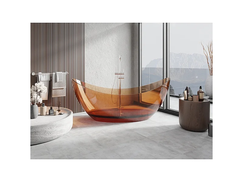 Mexen Vea earth vrijstaand transparant 180 x 80 cm, kurk chroom - 58091808005