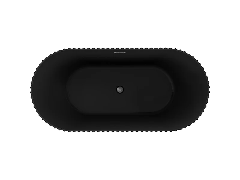 Mexen Paola baignoire autoportante rainurée 150 x 75 cm, noir mat, trop-plein gris gun brossé - 52721507571-66