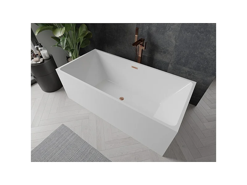 Mexen Nita baignoire autoportante 170 x 80 cm, blanche, trop-plein en cuivre brossé - 52091708000-65