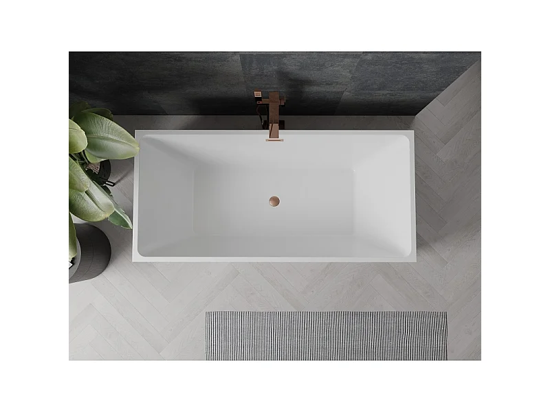Mexen Nita baignoire autoportante 170 x 80 cm, blanche, trop-plein en cuivre brossé - 52091708000-65