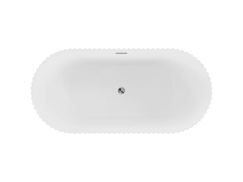 Mexen Paola Fritstående rillet badekar 150 x 75 cm, hvid mat, krom overløb - 52721507501-01