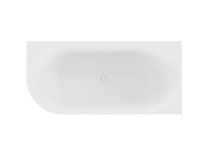 Mexen Gia banheira independente de canto estriada direita 150 x 75 cm, branco mate, ladrão branco - 52701507501P-20