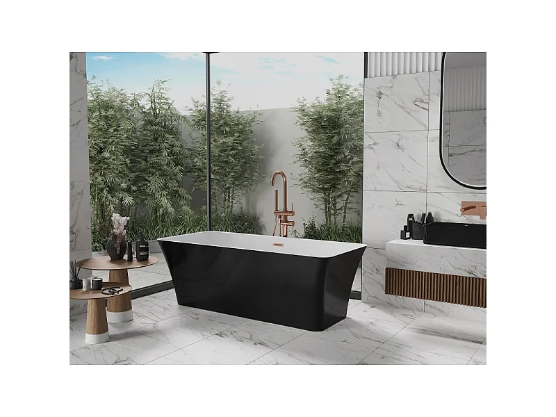 Mexen Tonia freestanding bathtub 170 x 75 cm, white/black, rose gold overflow - 52171707575-60