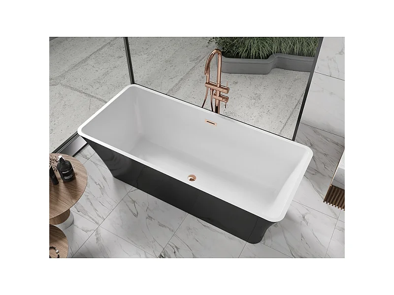 Mexen Tonia freestanding bathtub 170 x 75 cm, white/black, rose gold overflow - 52171707575-60