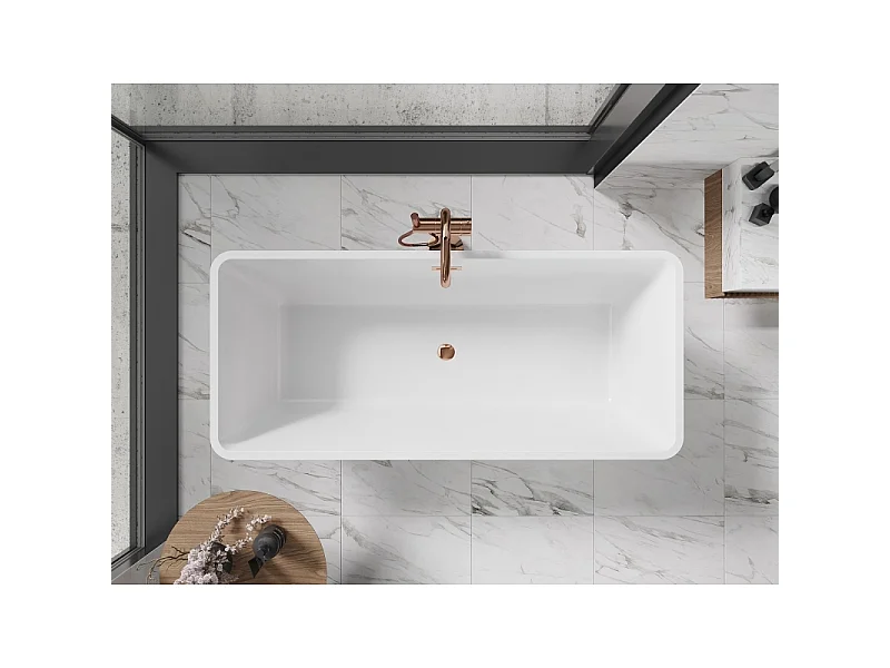 Mexen Tonia freestanding bathtub 170 x 75 cm, white/black, rose gold overflow - 52171707575-60