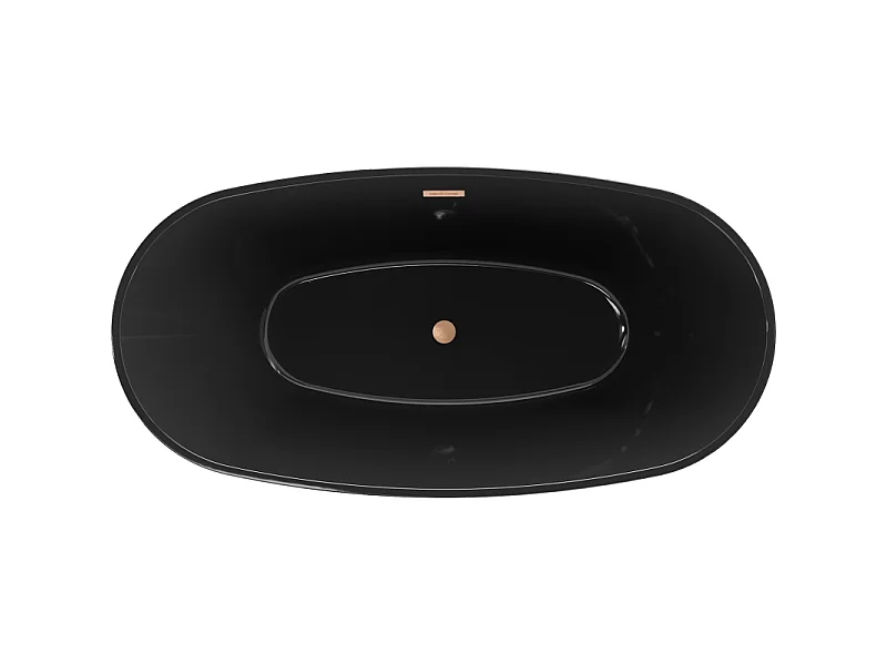 Mexen Eris baignoire autoportante 170 x 80 cm, noire, trop-plein cuivre brossé - 53441708070-65