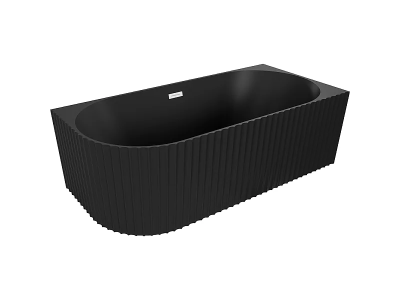 Mexen Gia baignoire autoportante d'angle rainurée droite 170 x 80 cm, noir mat, trop-plein blanc - 52701708071P-20