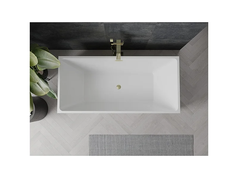 Mexen Nita freestanding bathtub 67 x 31 inches, white/black, brushed gold drain - 52091708075-55