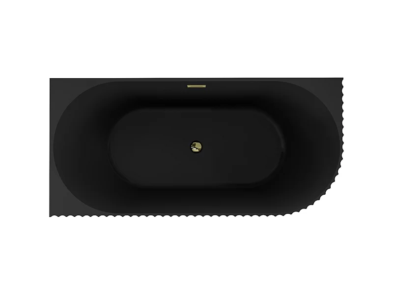 Mexen Gia baignoire autoportante d'angle rainurée gauche 170 x 80 cm, noir mat, trop-plein doré - 52701708071L-50