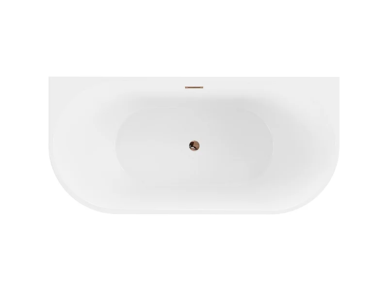 Mexen Oval fritstående badekar ved væg 140 x 75 cm, hvid/sort, overløb roseguld - 52671407575-60