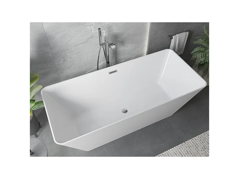Mexen Velo Slim baignoire autoportante 170 x 75 cm, blanche, trop-plein chromé - 52811707500-01