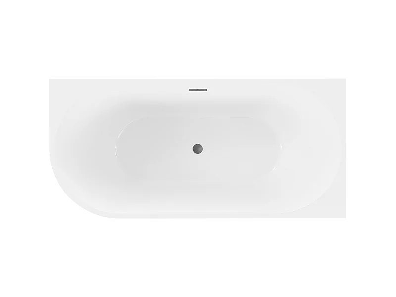 Mexen Mia freestanding corner bathtub right 160 x 75 cm, white, gun metal overflow - 52691607500P-95