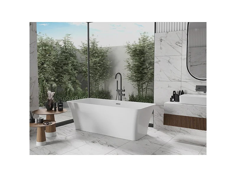 Mexen Tonia freestanding bathtub 170 x 75 cm, white, brushed gun gray overflow - 52171707500-66