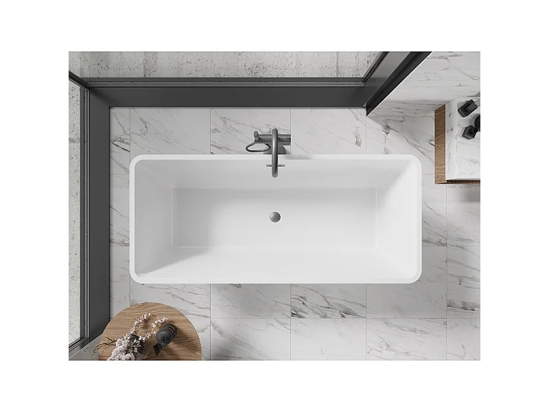 Mexen Tonia freestanding bathtub 170 x 75 cm, white, brushed gun gray overflow - 52171707500-66