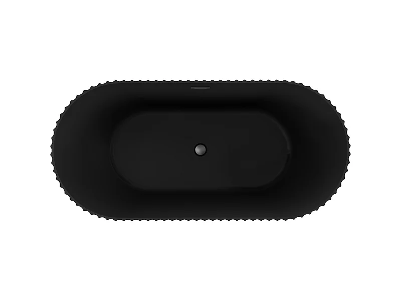 Mexen Paola baignoire autoportante rainurée 170 x 80 cm, noir mat, trop-plein gun metal - 52721708071-95