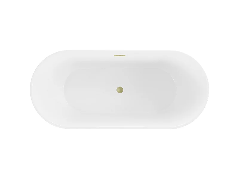 Mexen Flavia fritstående badekar 160 x 75 cm, hvid/sort, overløb børstet guld - 54031608075-55