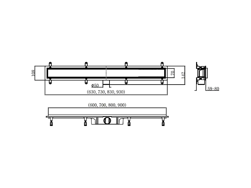 Mexen Flat ABS linear drain 2-in-1 80 cm, inox- 1069080