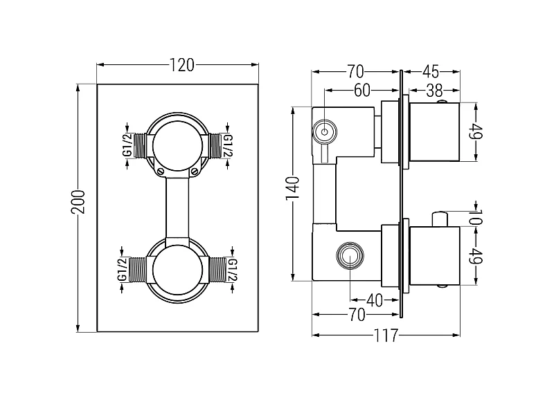 Mexen Cube DR02 built-in shower set with 30 cm rain showerhead, chrome - 77502DR0230-00