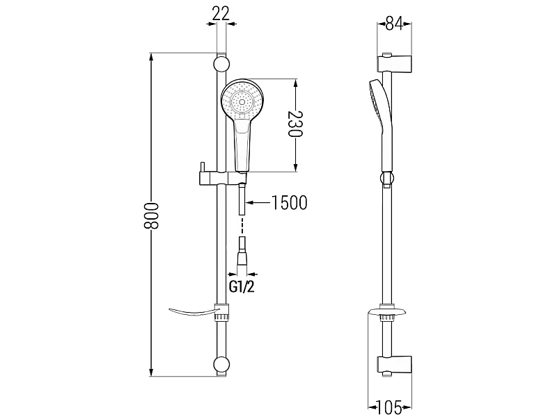 Mexen DF05 sliding shower set, chrome - 785054582-00