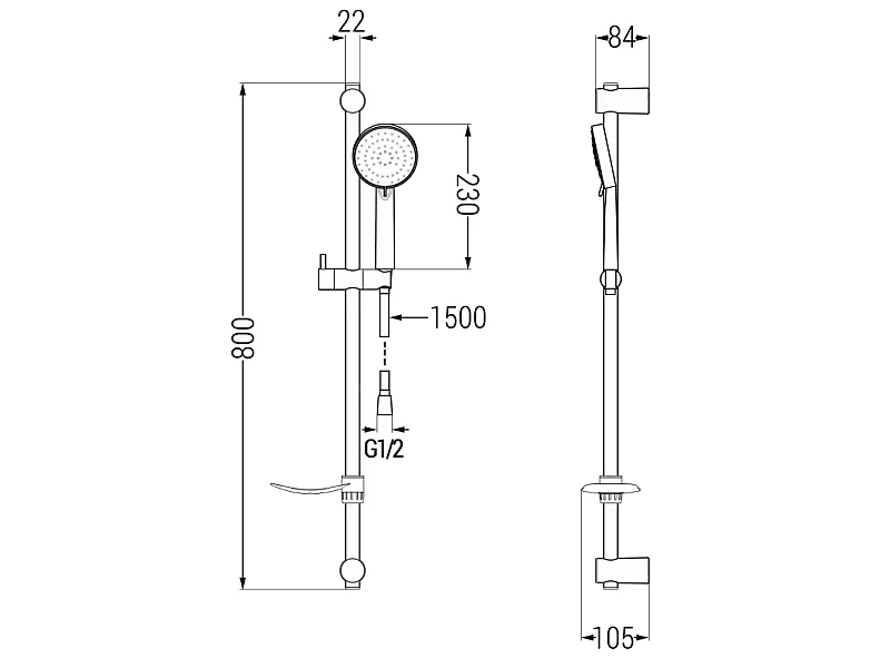 Mexen DF75 ensemble de douche coulissant, chrome - 785754582-00