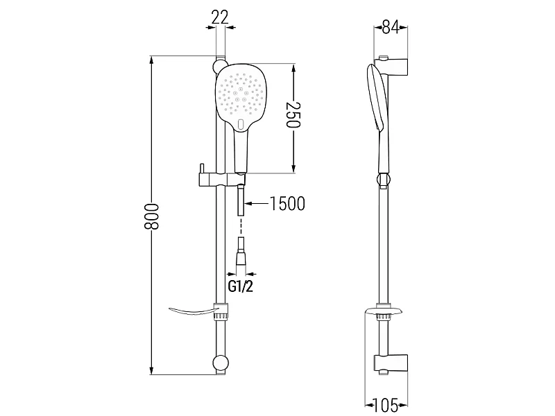 Mexen DF22 ensemble de douche coulissant, chromé - 785224582-00