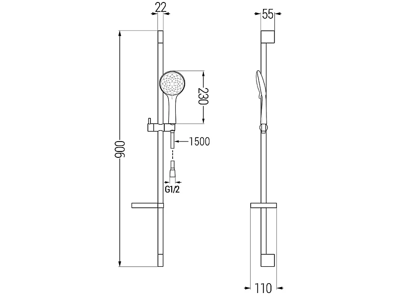 Mexen DS74 ensemble de douche coulissant, noir - 785744583-70
