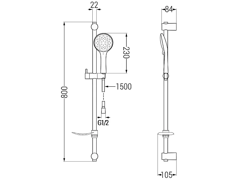 Mexen DF74 ensemble de douche coulissant, chrome - 785744582-00