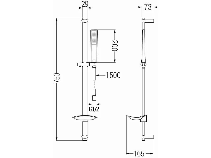 Mexen DB72 ensemble de douche coulissant, chromé - 785724584-00