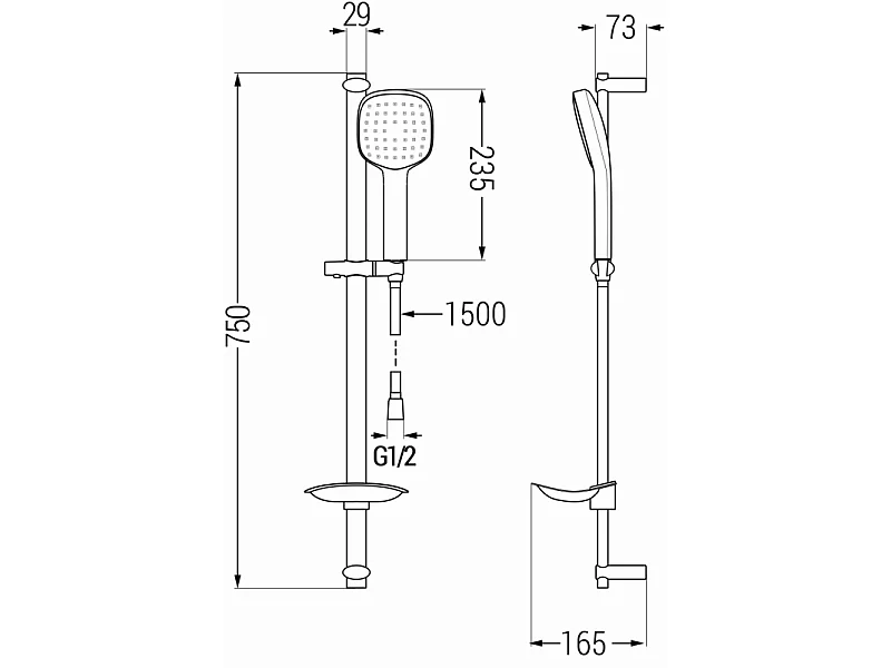 Mexen DB33 ensemble de douche coulissant, chrome - 785334584-00