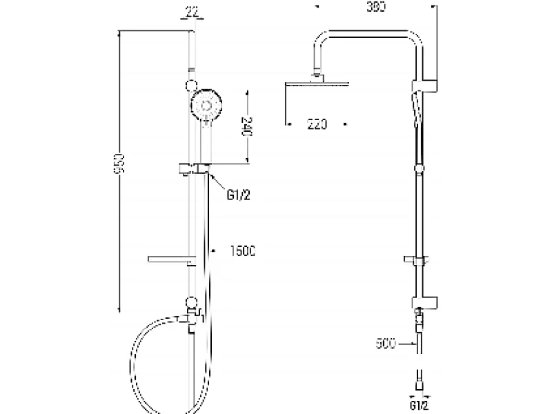 Mexen Carl surface-mounted shower set with shower head and Pecos shower mixer, chrome - 72740240-00