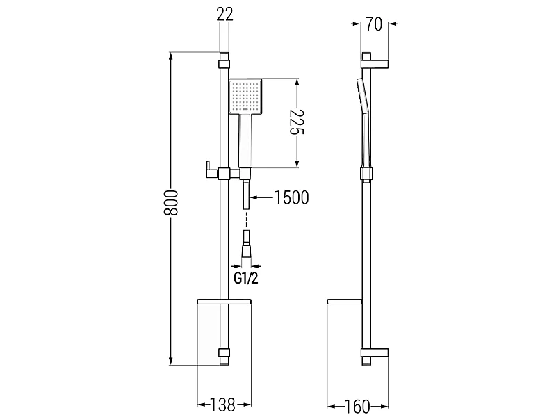 Mexen DQ45 sliding shower set, chrome - 785454581-00