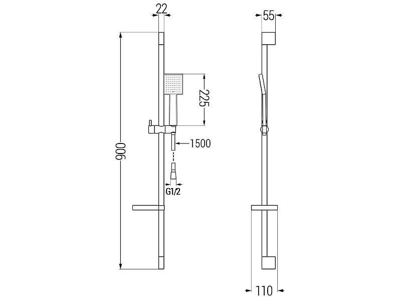 Mexen DS45 ensemble de douche coulissant, chromé - 785454583-00