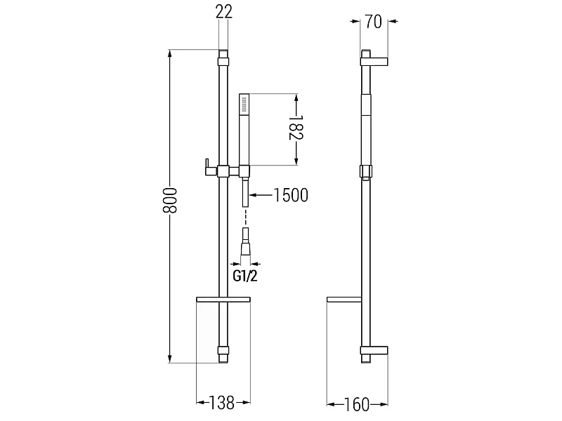 Mexen DQ70 ensemble de douche coulissant, graphite - 785704581-66