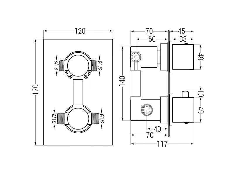 Mexen Cube DR02 set doccia a incasso con soffione 25 cm, dorato - 77502DR0225-50