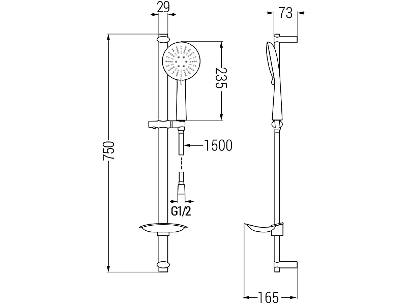 Mexen DB67 ensemble de douche coulissant, chromé - 785674584-00