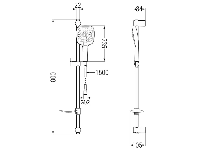 Mexen DF17 ensemble de douche coulissant, chrome - 785174582-00