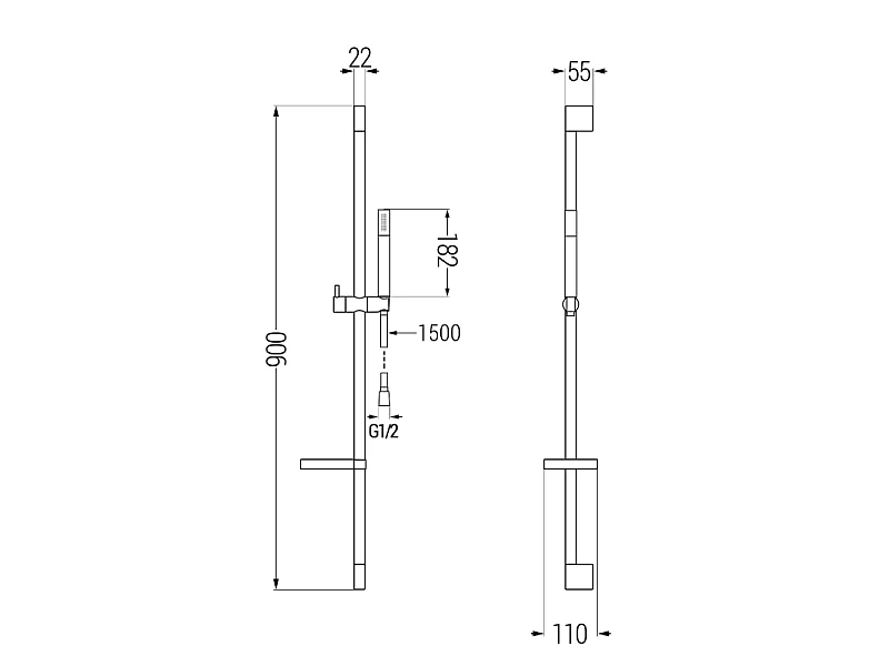 Mexen DS70 adjustable shower set, chrome - 785704583-00