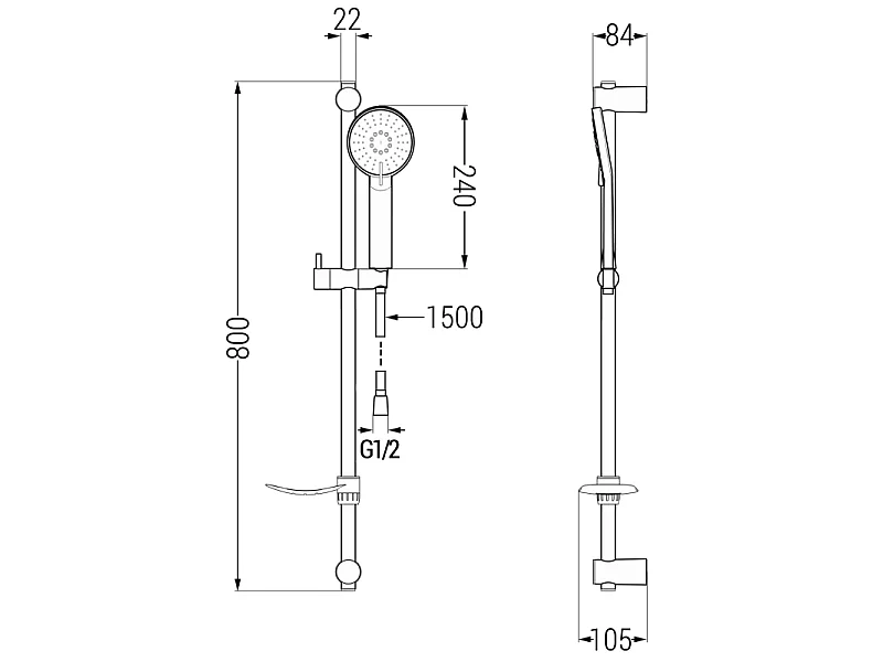 Mexen DF40 ensemble de douche coulissant, doré - 785404582-50
