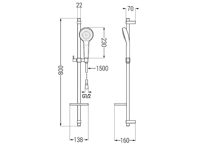 Mexen DQ05 sliding shower set, black - 785054581-70