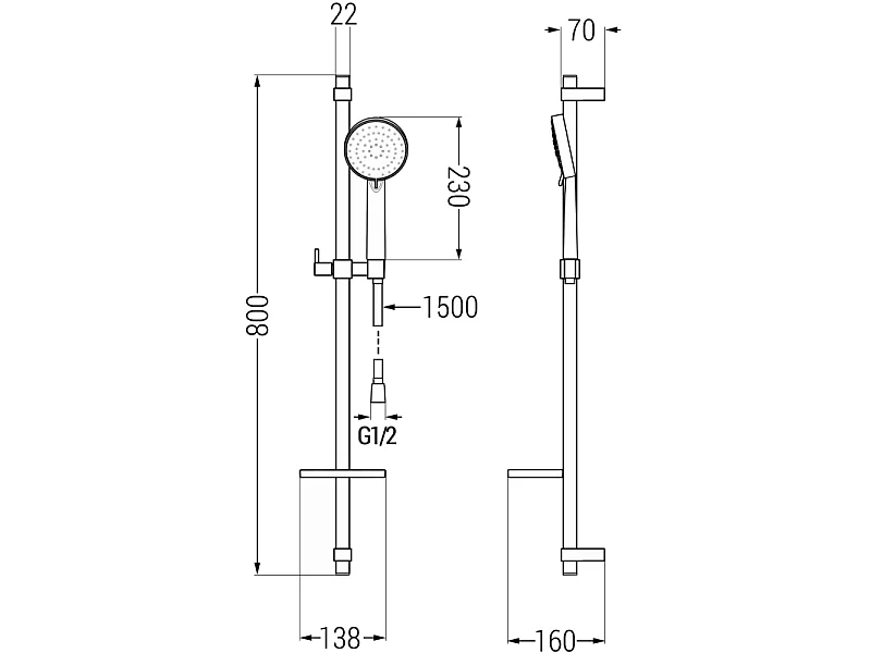 Mexen DQ75 sliding shower set, chrome - 785754581-02