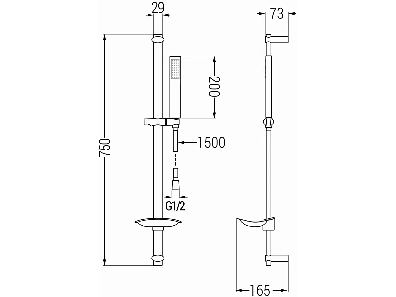 Mexen DB00 ensemble de douche coulissant, chromé - 785004584-00
