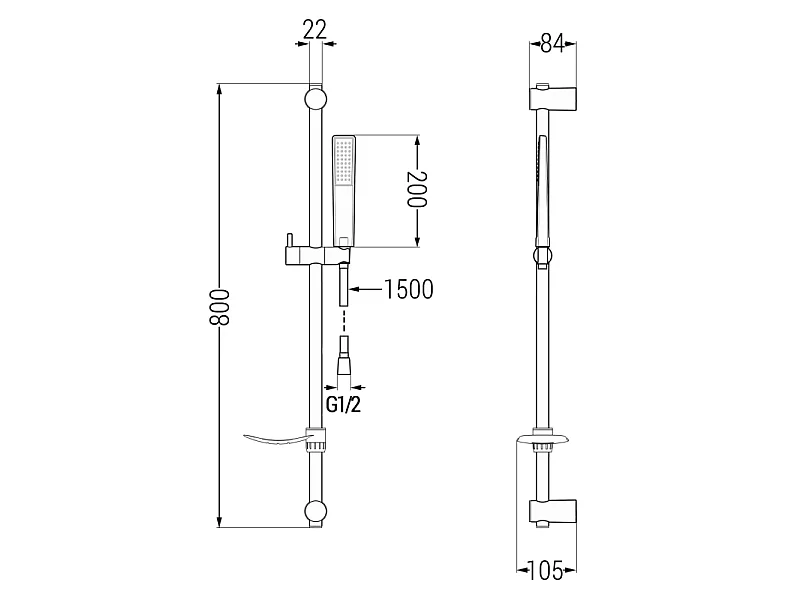 Mexen DF72 ensemble de douche coulissant, chrome - 785724582-00
