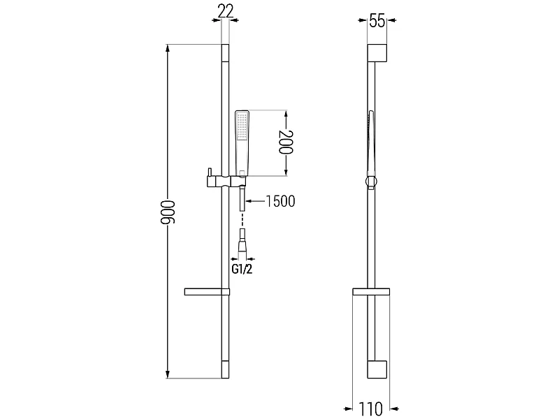 Mexen DS72 ensemble de douche coulissant, chromé - 785724583-00