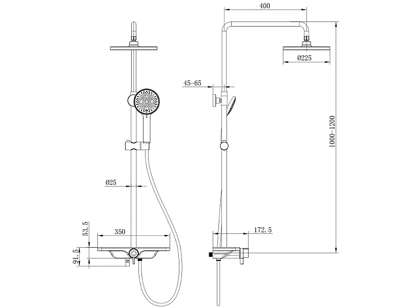Mexen Frost ensemble de douche apparent avec pomme de douche et robinet, blanc - 78111-20