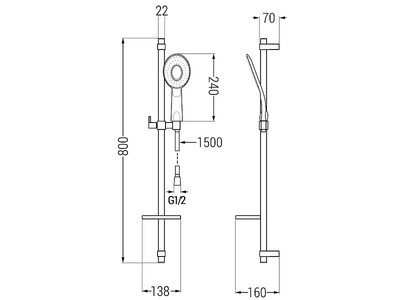 Mexen DQ73 drsni tuš set, črn - 785734581-70