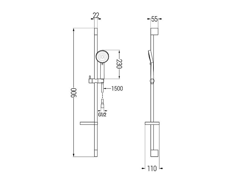 Mexen DS75 ensemble de douche coulissant, chromé - 785754583-00
