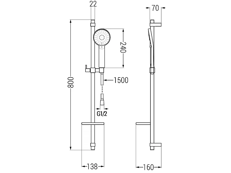 Mexen DQ40 verstellbares Duschset, Roségold - 785404581-60